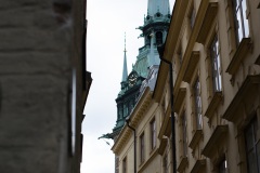 A church and some residential buildings in Gamla Stan (Old Town) Stockholm.